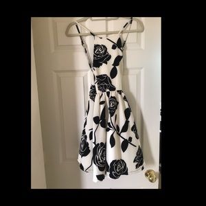 Black & White Floral Skater Strap Dress.